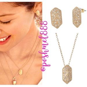 :: Stella & Dot | [GOLD+PAVE] Delicate Dainty Retired Valor Necklace+Ear…